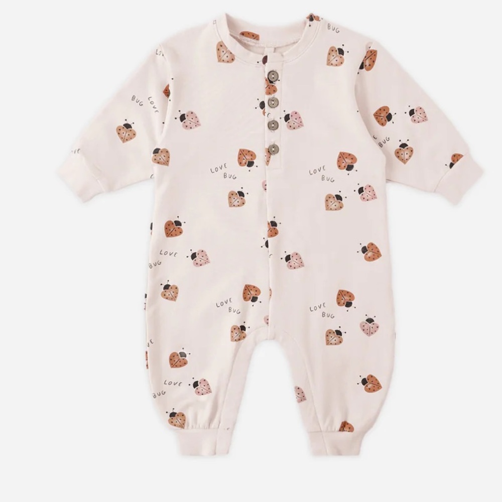 Quincy Mae replaxed jumpsuit love bug nwt
